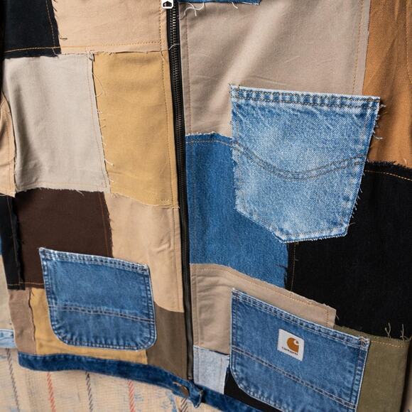 Upcycled patchwork carhartt chore jacket - Picture 3 of 7